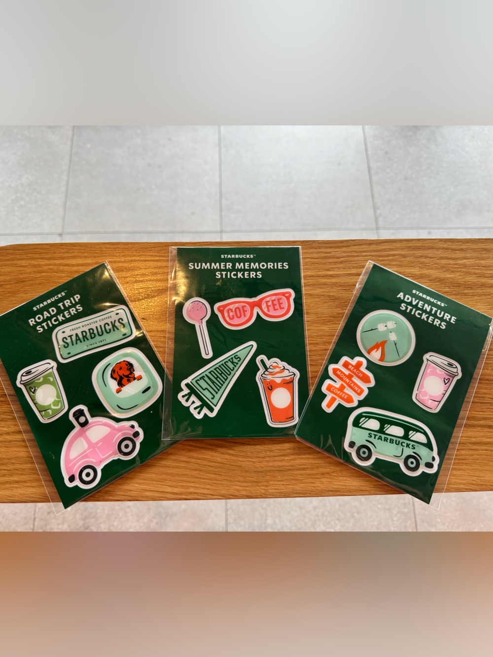 Starbucks Sticker Set - Green, Pink, Orange, Mint